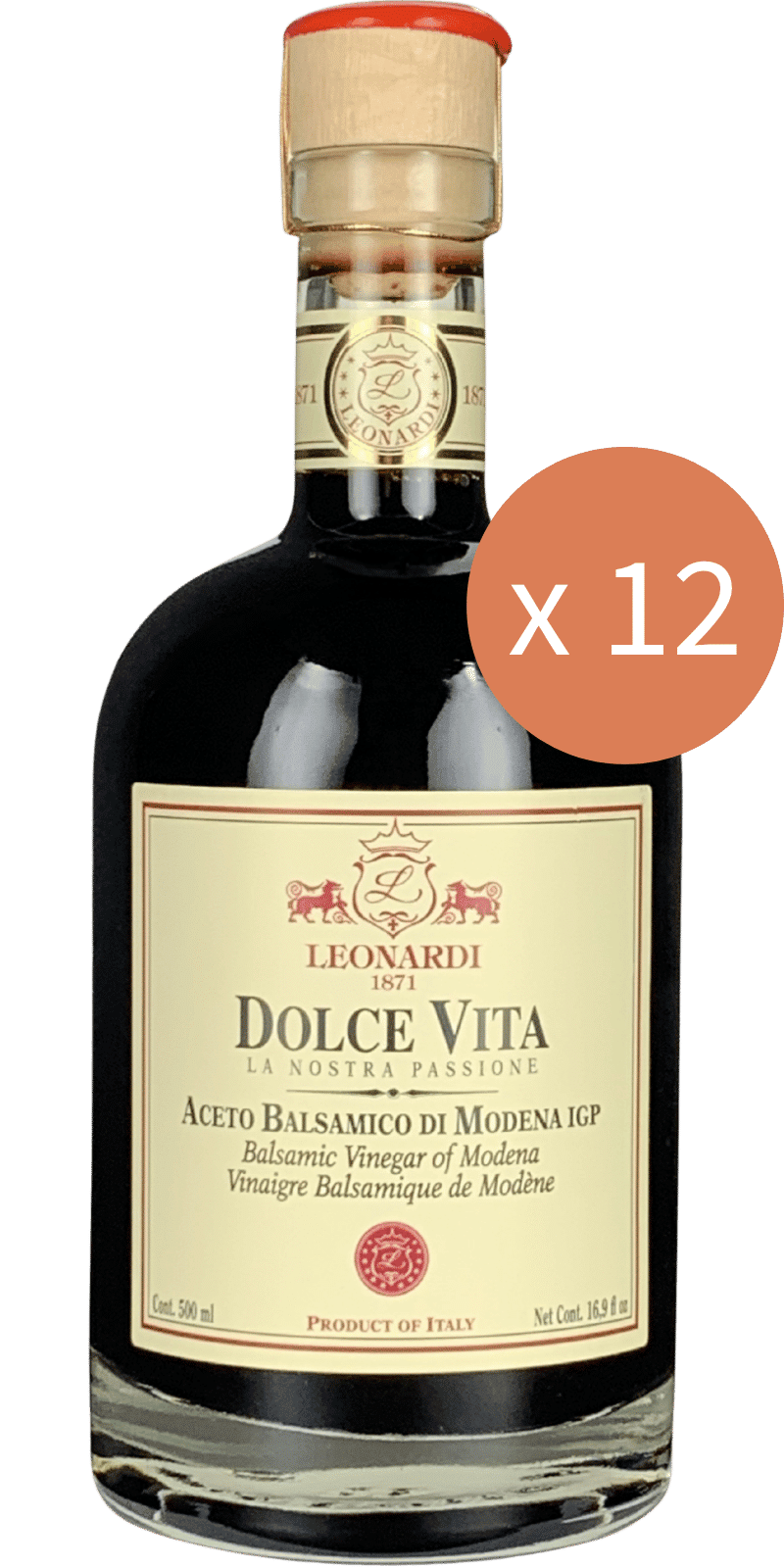 12er Sparpaket - Acetaia Leonardi Dolce Vita Aceto Balsamico di Modena IGP 500ml