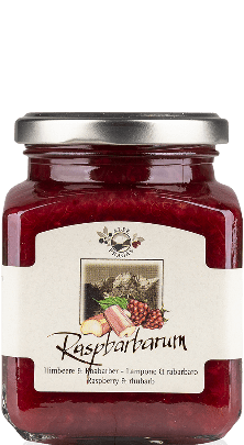 Alpe Pragas Raspbarbarum Rhabarber und Himbeere Fruchtaufstrich 335g