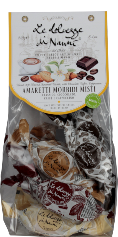 Amaretti Morbidi Mix Classico, Cioccolato, Caffè, Cappuccino 240g - Le Dolcezze di Nanni