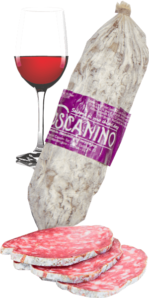 Toskanische Salami mit Chianti DOCG Wein Il Toscanino