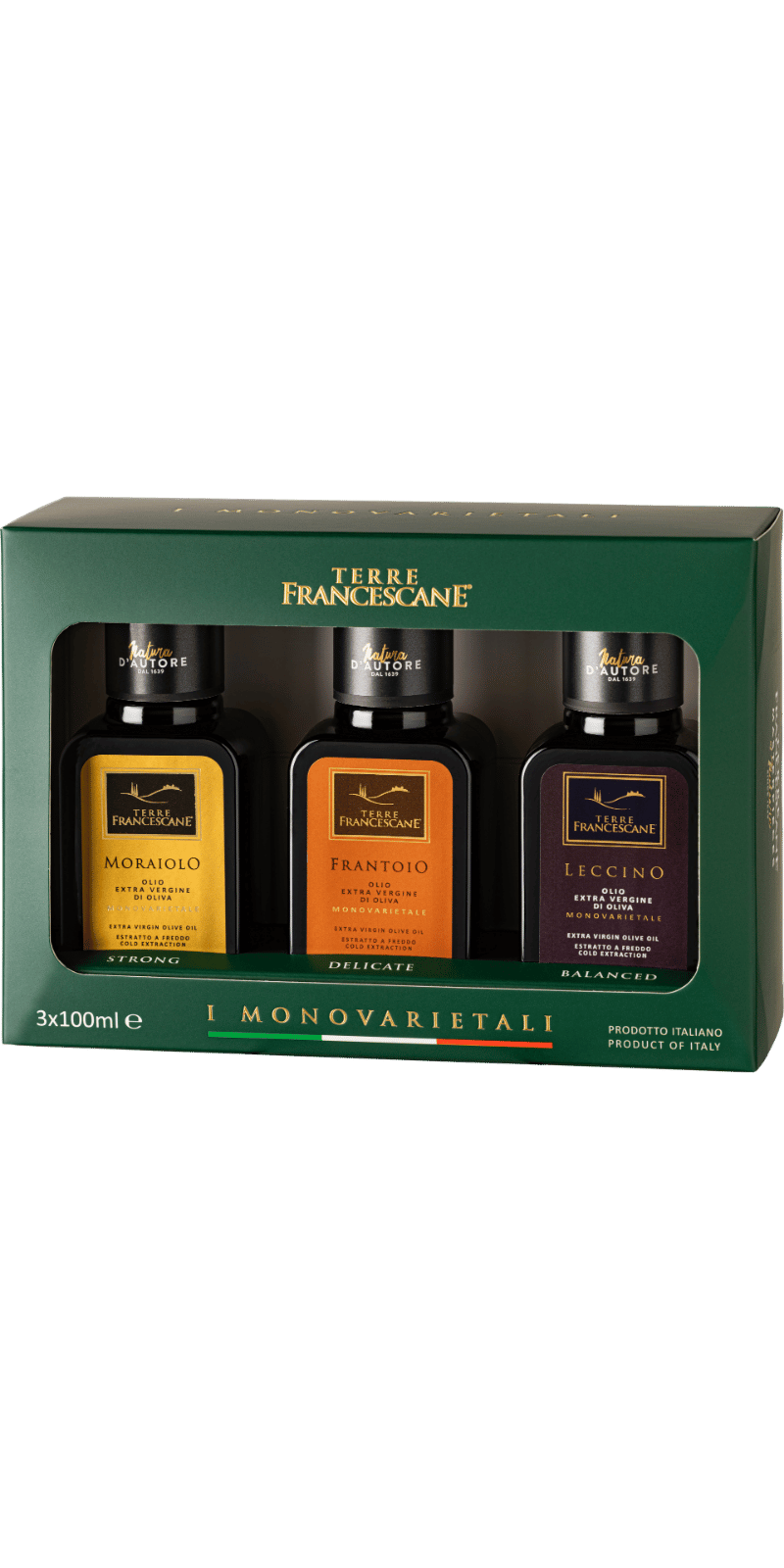 Geschenks- und Probierset: I Monovarietali 3 x 100 ml Olio EVO Italiano - Terre Francescane